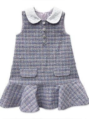 Blueberi Boulevard / purple collared tweed dress 2T